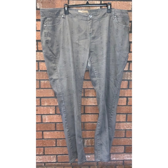 Hybrid & company Denim - Hybrid &Co Womens Gray Snakeskin Print Denim Straight Leg Jeans Pants Size 22